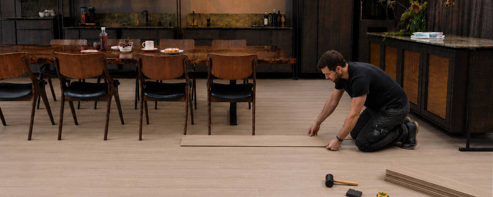 Hardwood flooring being professionally installed by specialists in Edinburgh